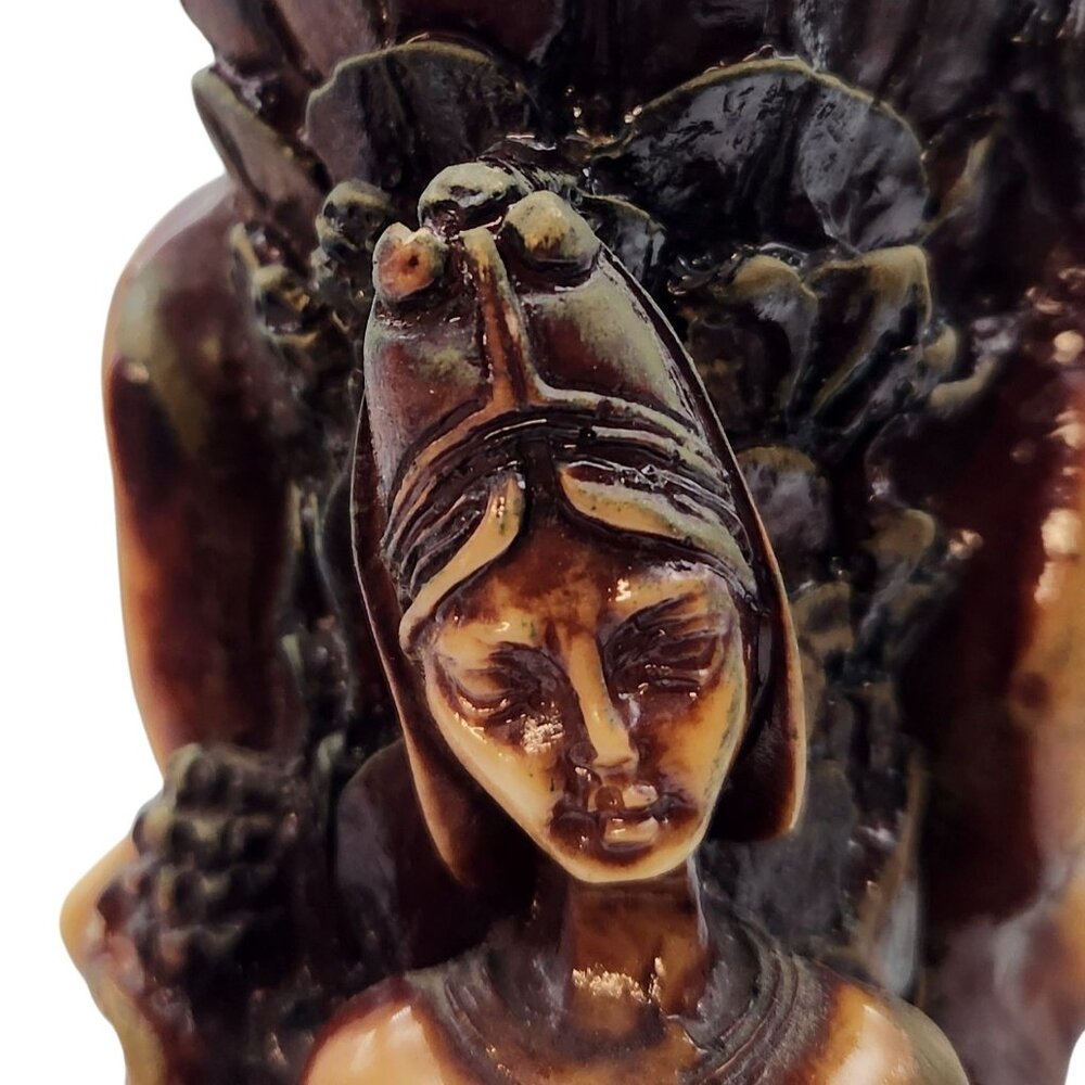 Vintage Fertility Goddess Resin Figurine 10" Snake Bird Dog Vase Candle Holder - Picture 6 of 8